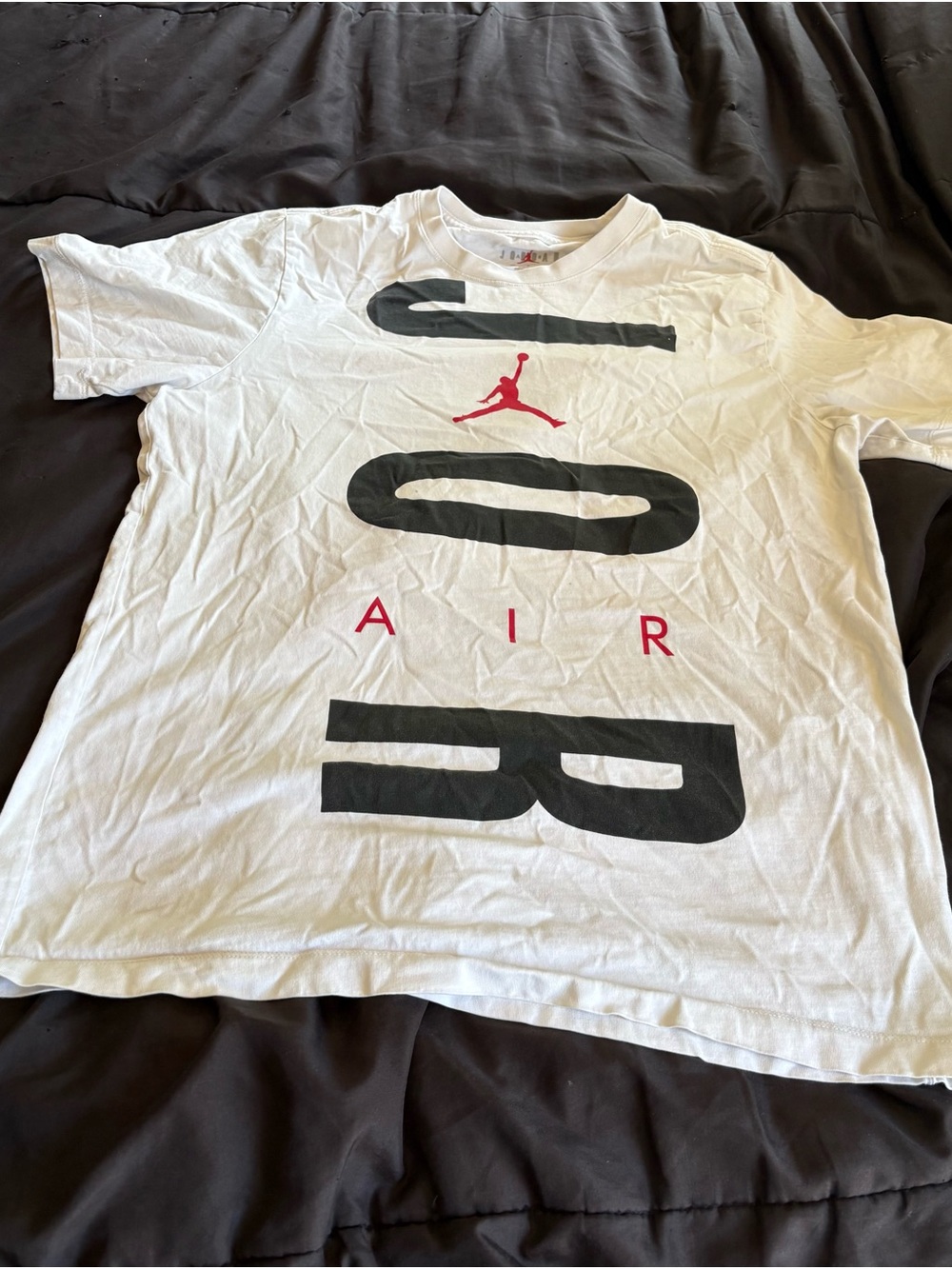Jordan Men’s White Short Sleeve 'SOAR AIR' Graphic Tee with Red Jumpman